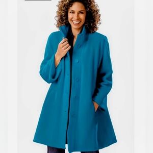 NEW NWT Plus Size Woman With In Teal Swing Coat Sz 1X (22/24)